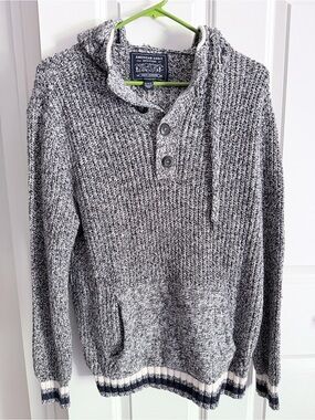American Eagle Outfitters BAJA Men’s Gray Marled Knit Hoodie Sweater